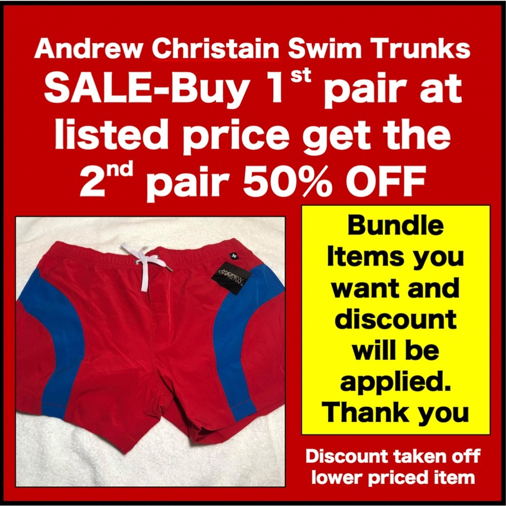 Andrew Christian- Swim Trunks- Red-Blue